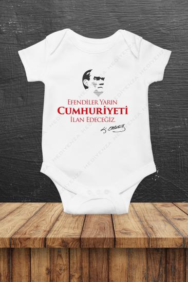 Cumhuriyet Bayramı Atatürk Baskılı Bebek Body Zıbın