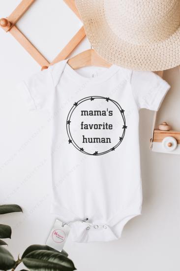 Mama’s Favorite Human Baskılı Bebek Body Zıbın