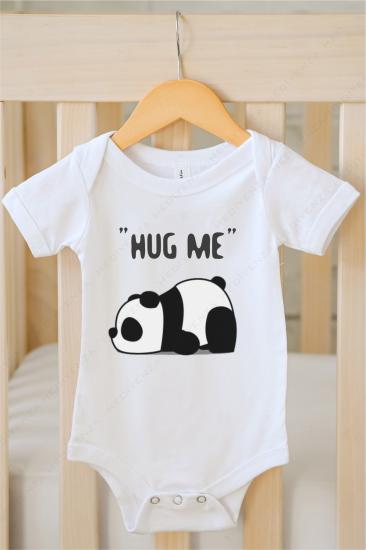 Hug Me Sevimli Panda Baskılı Bebek Body Zıbın
